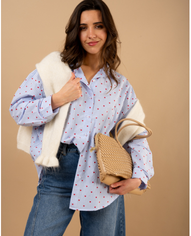 Chemise coeurs brodés