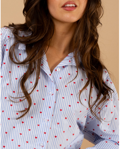 Chemise coeurs brodés