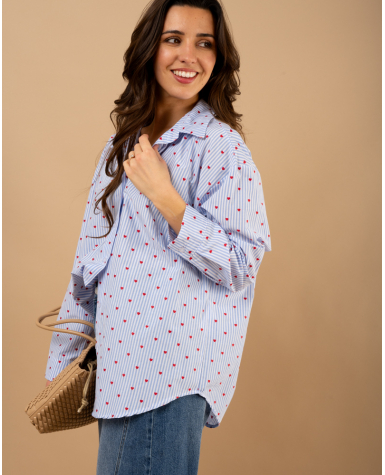 Chemise coeurs brodés