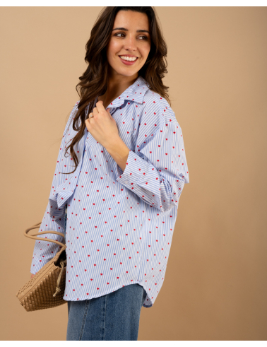 Chemise coeurs brodés