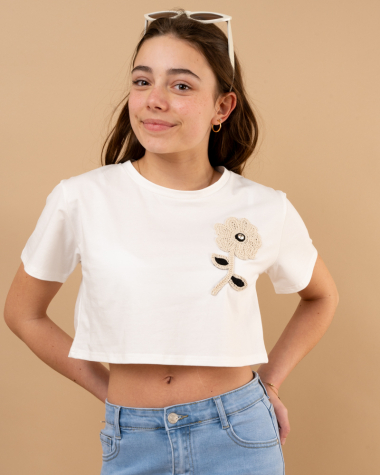T-shirt crop top fleurs