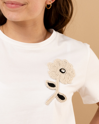 T-shirt crop top fleurs