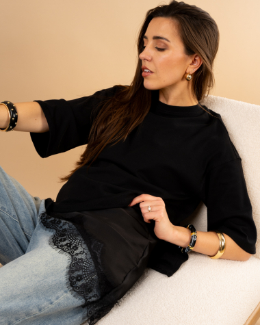 Débardeur dentelle asymétrique