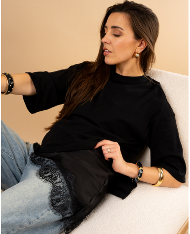 Débardeur dentelle asymétrique