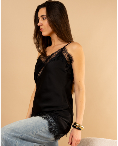 Débardeur dentelle asymétrique