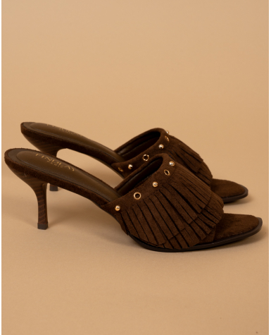 Mules talons franges
