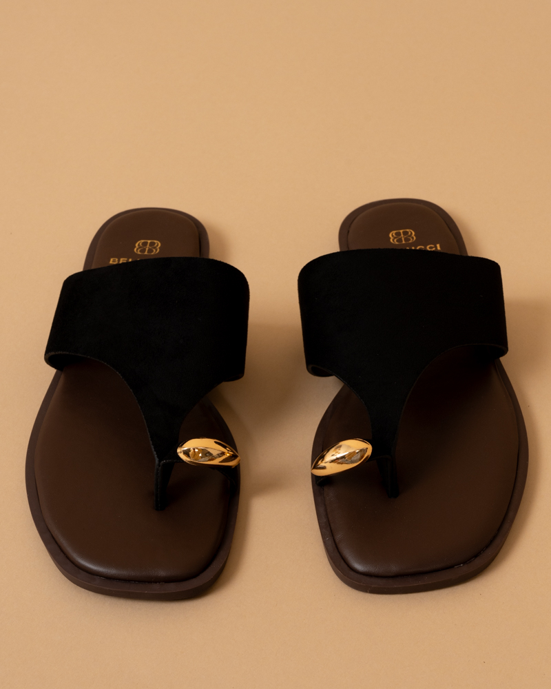 Tongs suédine bague