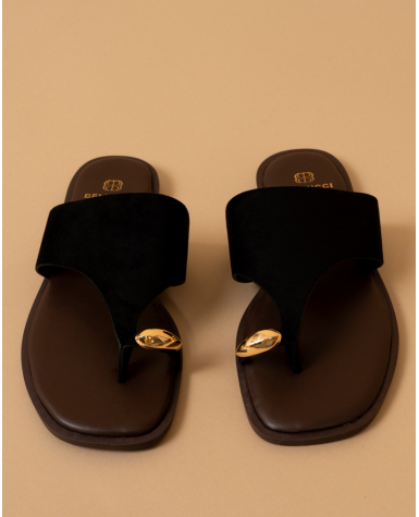 Tongs suédine bague