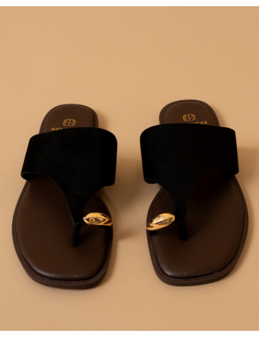 Tongs suédine bague