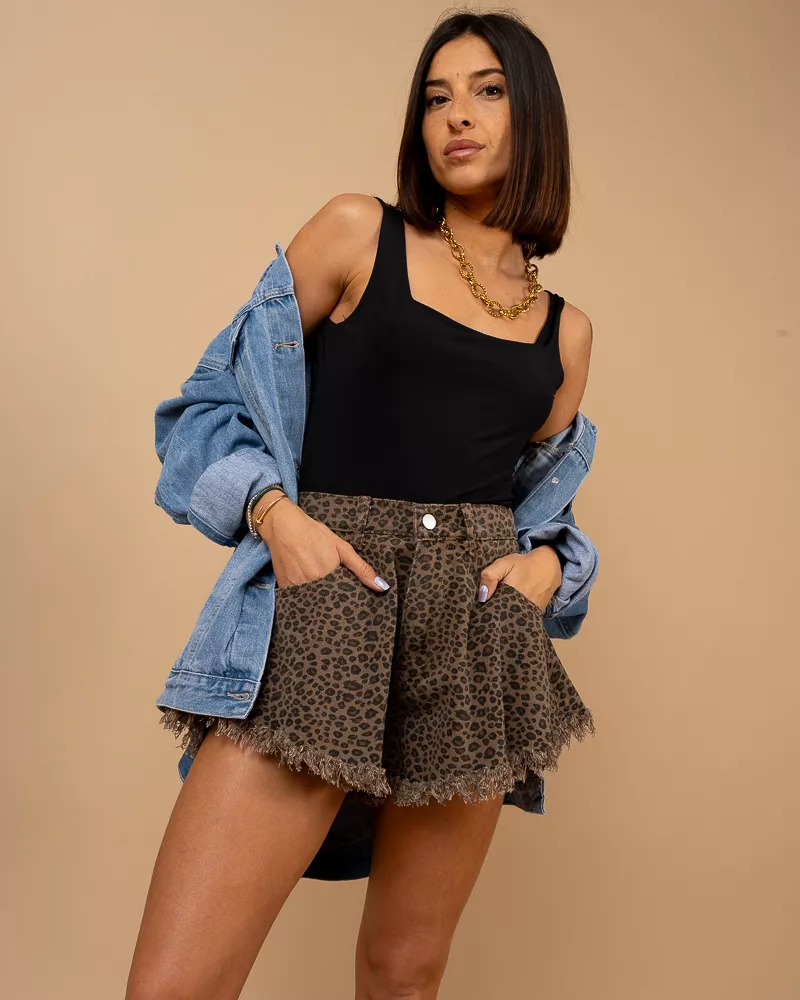 Short léopard franges Short léopard franges