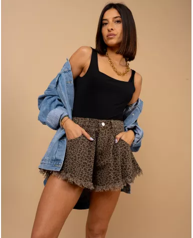 Short léopard franges Short léopard franges