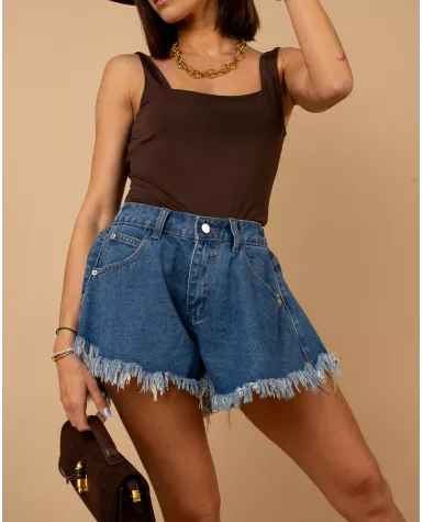 Short jean franges Short jean franges