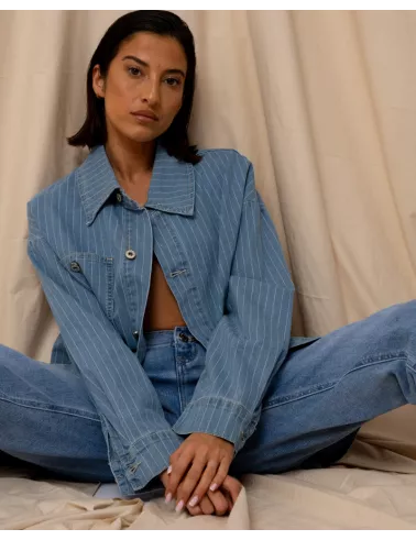 Veste jean rayée