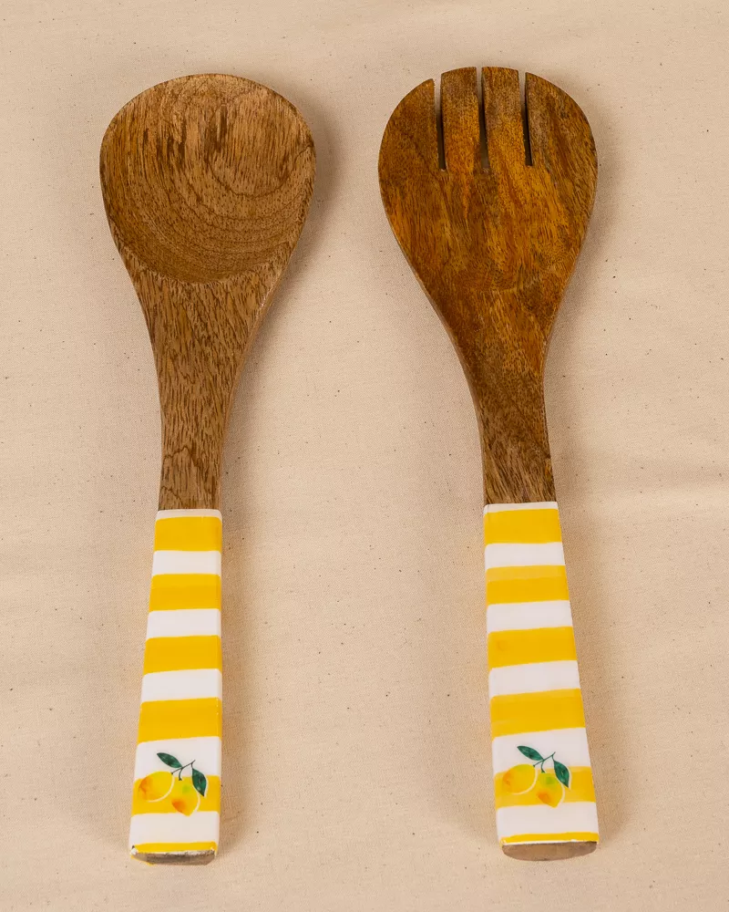 Couverts à salade jaune