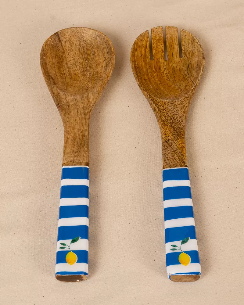 Couverts à salade bleu