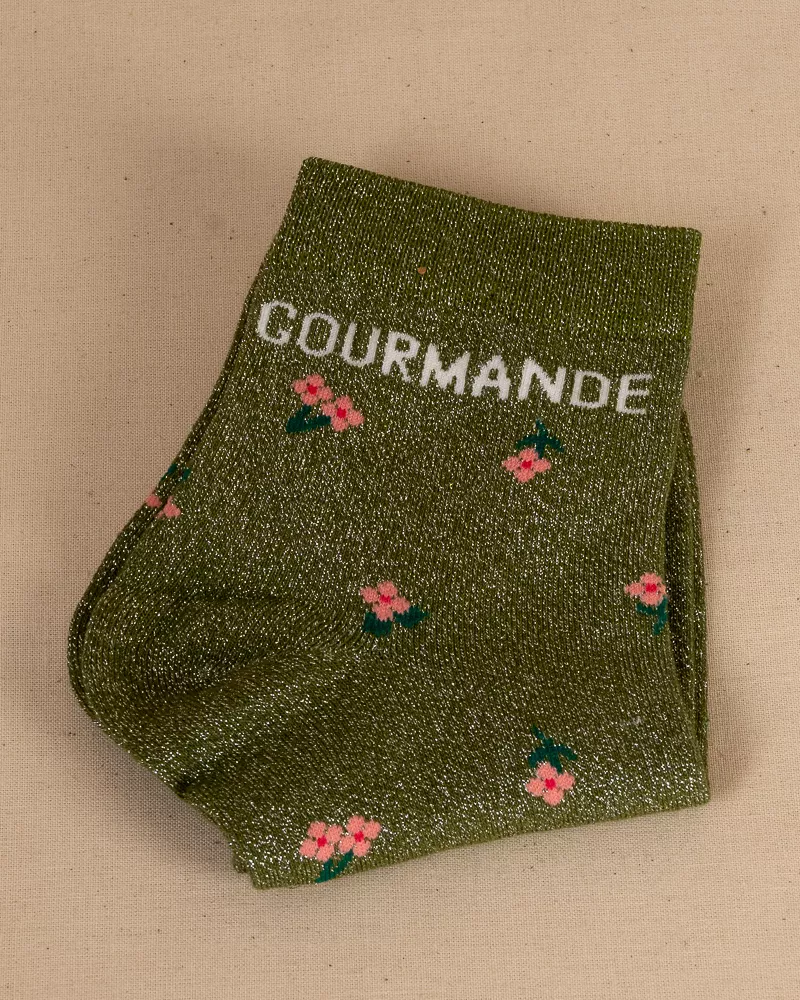 Chaussettes lurex fleurs