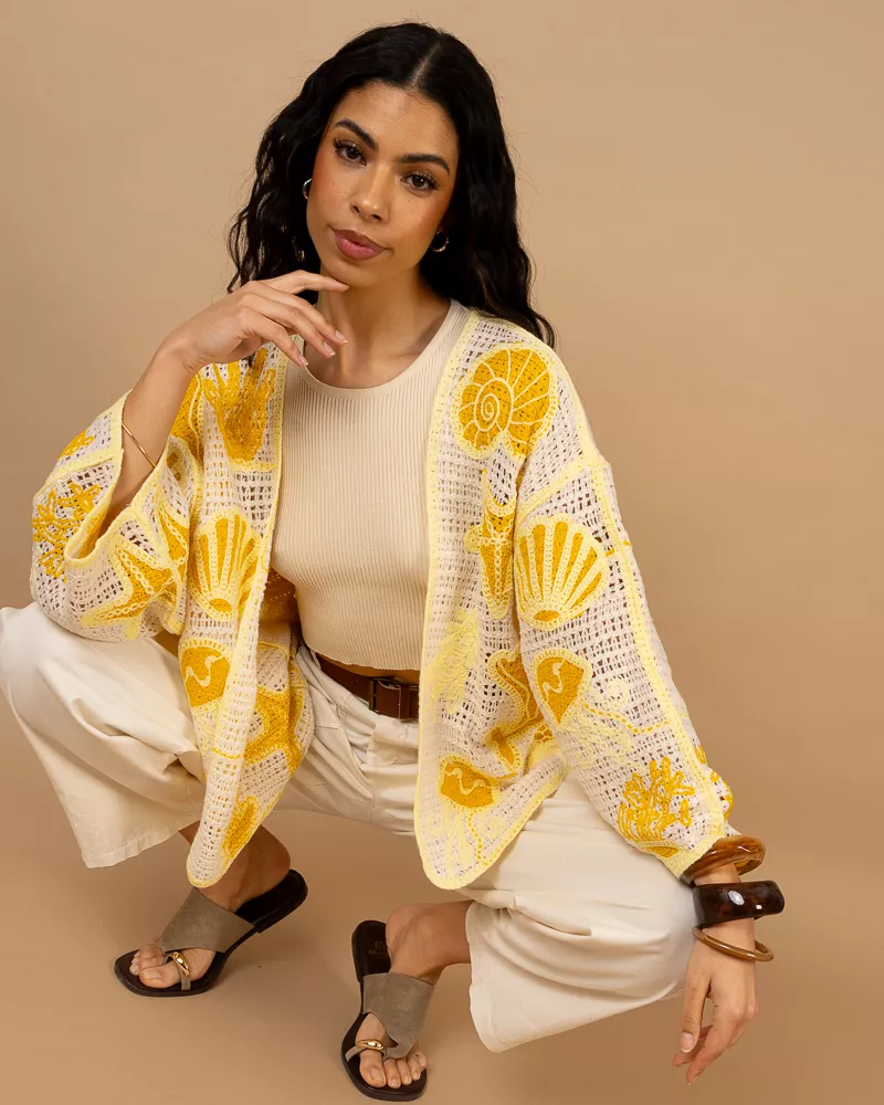 Gilet macramé coquillages