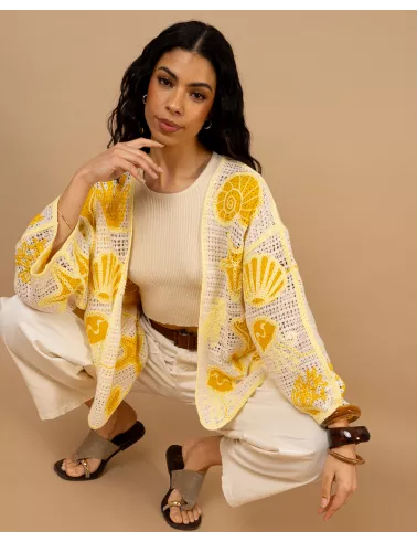 Gilet macramé coquillages