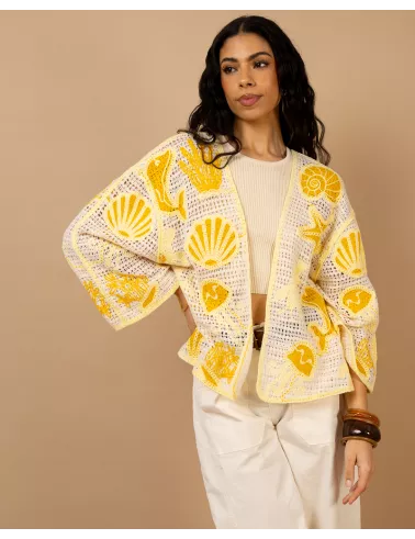 Gilet macramé coquillages