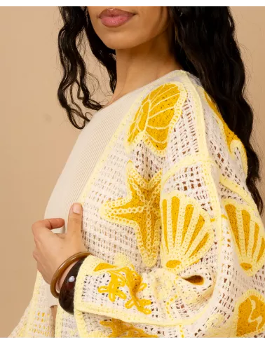 Gilet macramé coquillages