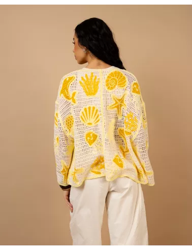 Gilet macramé coquillages