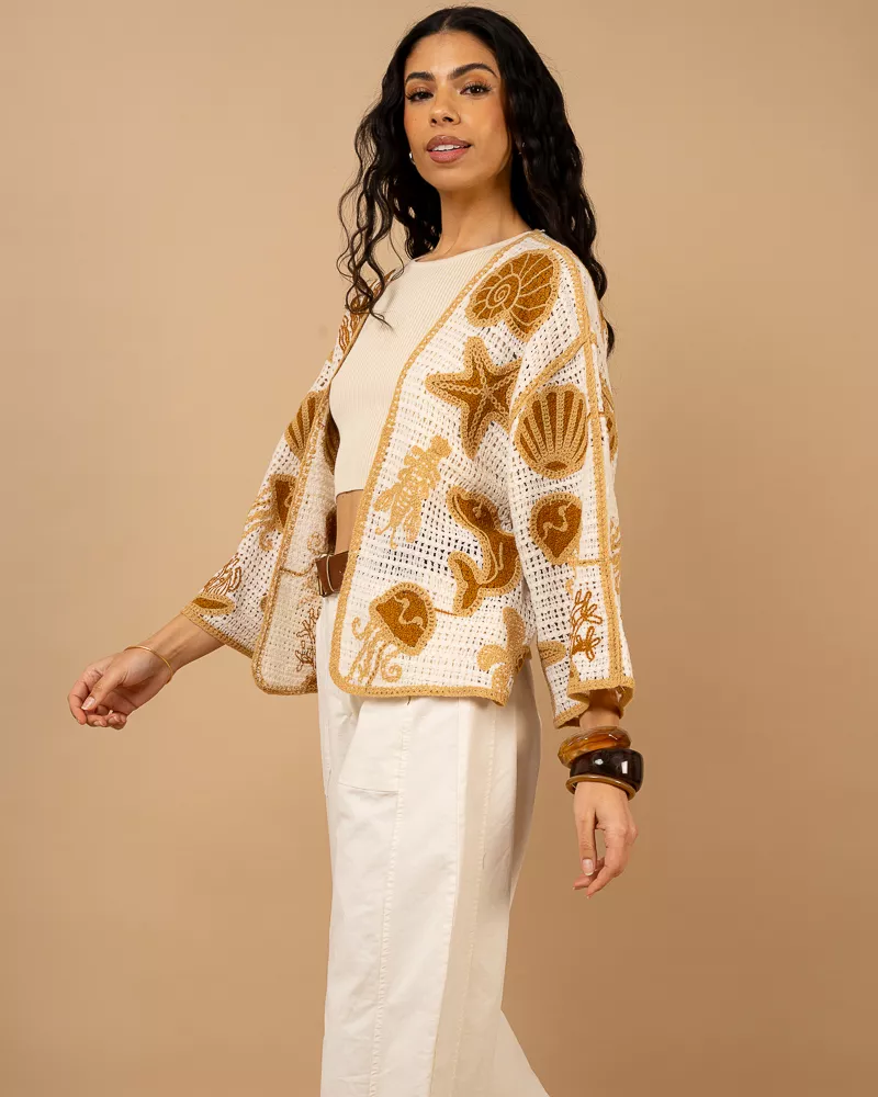 Gilet macramé coquillages