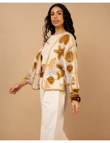 Gilet macramé coquillages