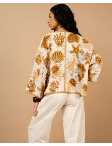 Gilet macramé coquillages