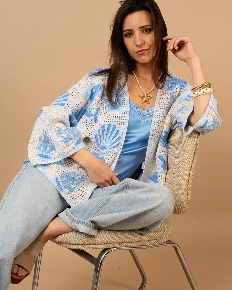 Gilet macramé coquillages