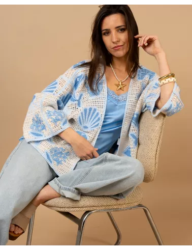 Gilet macramé coquillages