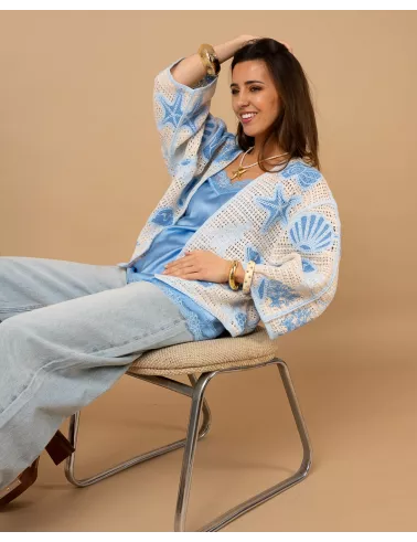 Gilet macramé coquillages