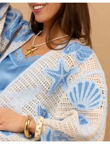 Gilet macramé coquillages