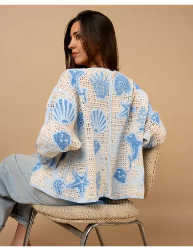 Gilet macramé coquillages