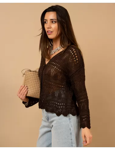 Gilet maille ajourée