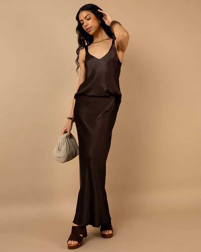 Jupe longue effet satin