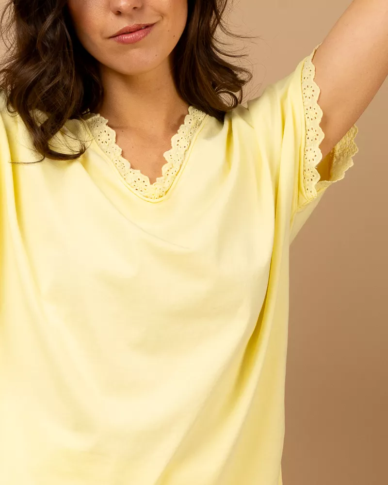 T-Shirt bords dentelle