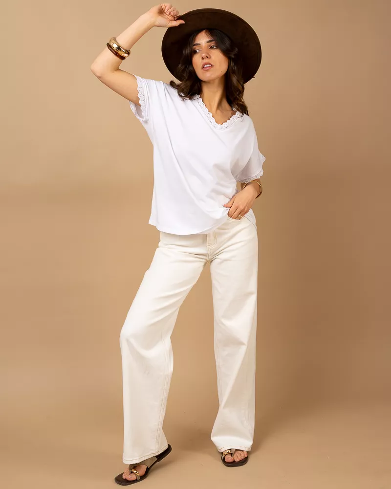 T-Shirt bords dentelle