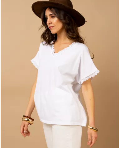 T-Shirt bords dentelle