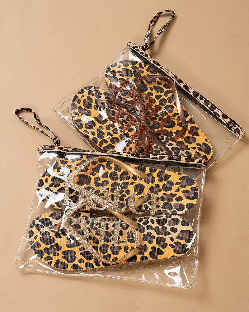 Pochette tongs léopard