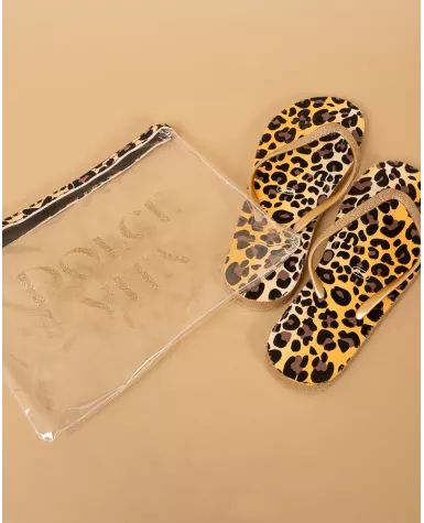 Pochette tongs léopard