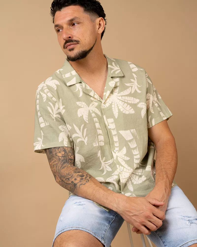 Chemise palmier lin
