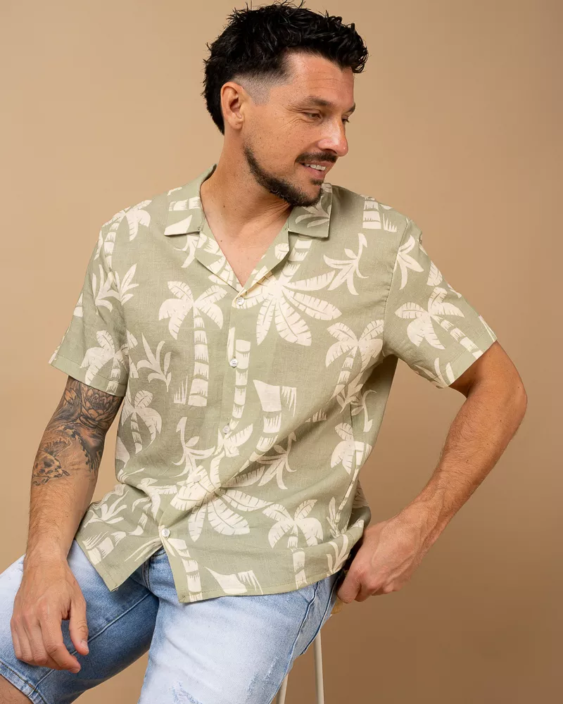 Chemise palmier lin