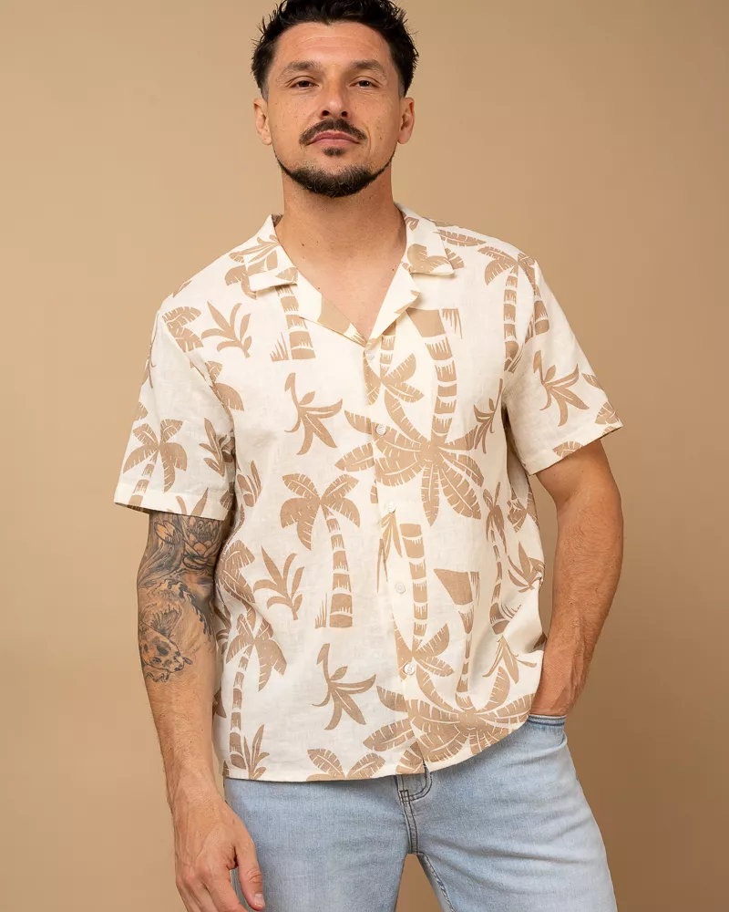 Chemise palmier lin