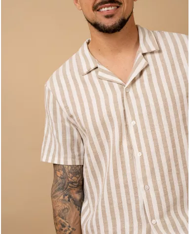 Chemise rayures beige