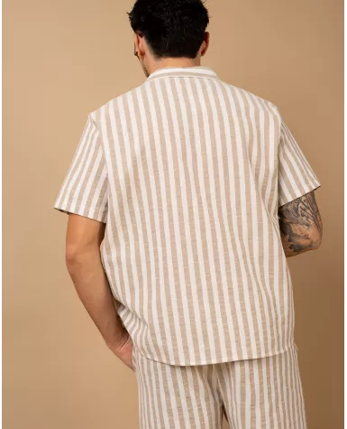 Chemise rayures beige