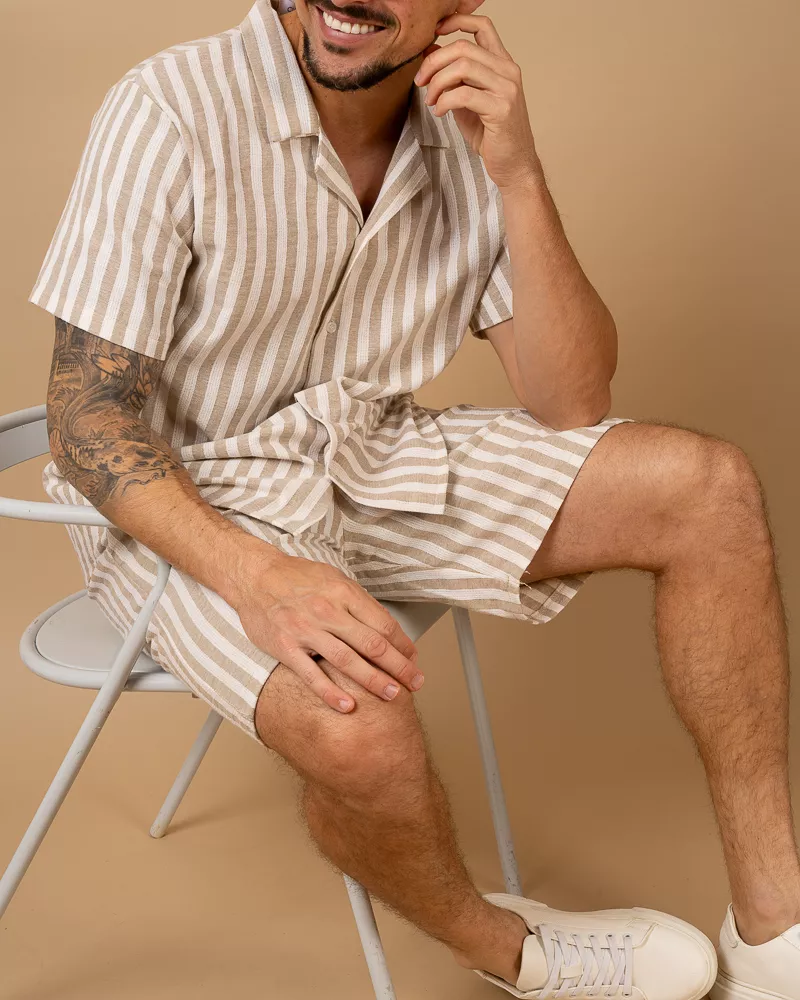 Short rayures beige