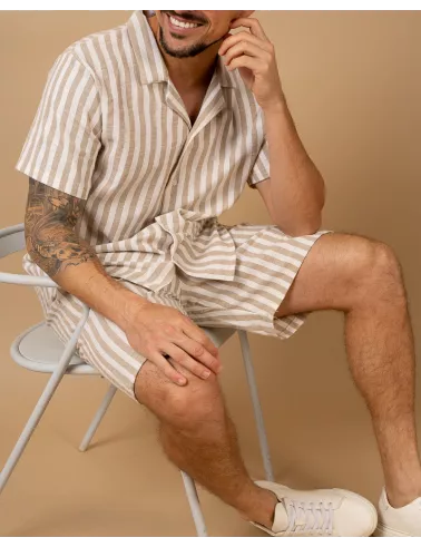 Short rayures beige
