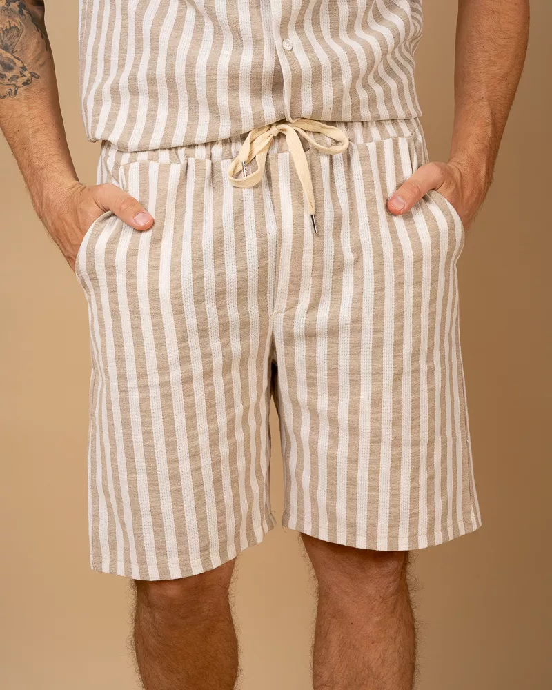 Short rayures beige