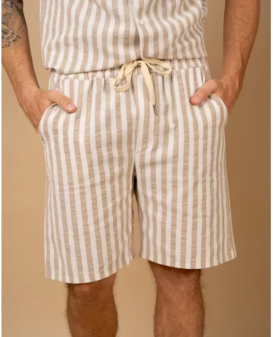 Short rayures beige