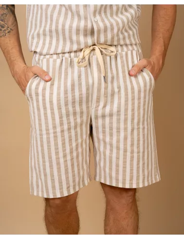 Short rayures beige